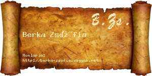 Berka Zsófia névjegykártya